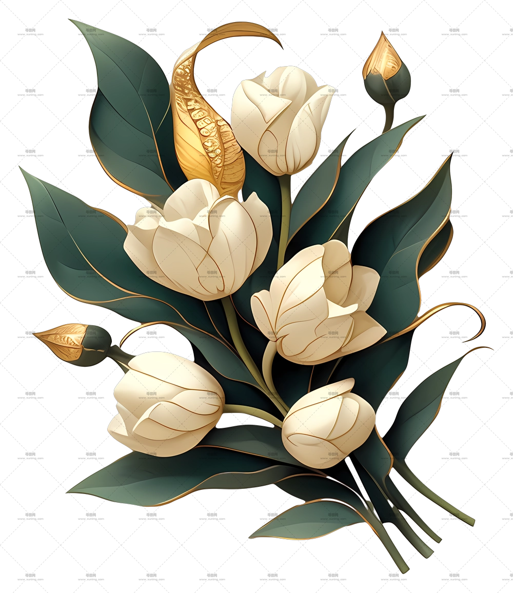 郁金香花束 – 优雅白色花朵花束PNG免抠图预览图 郁金香花束 – 优雅白色花朵花束PNG免抠图预览图