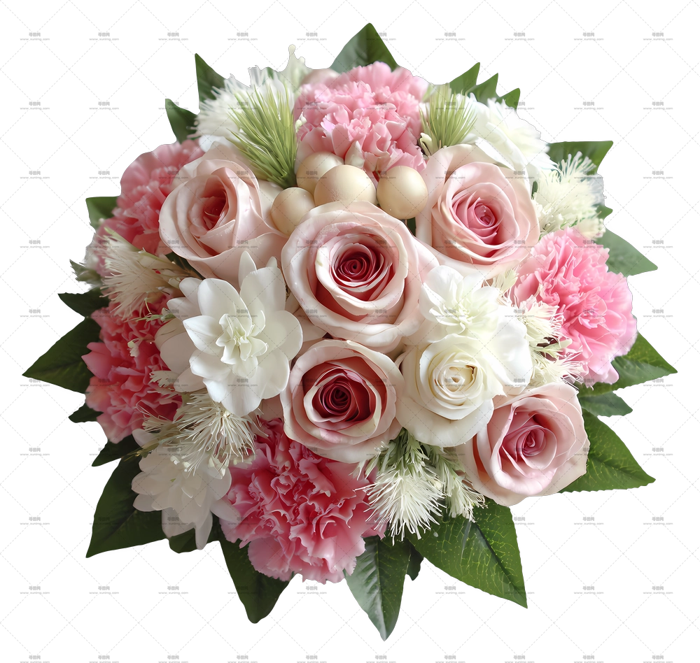 雅致花束 – 粉白花束PNG免抠图预览图