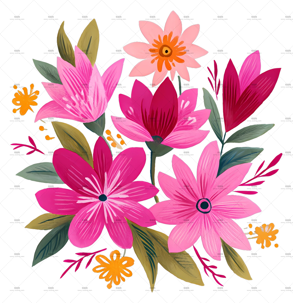 粉色花束 – 粉色和红色花卉布置PNG免抠图预览图