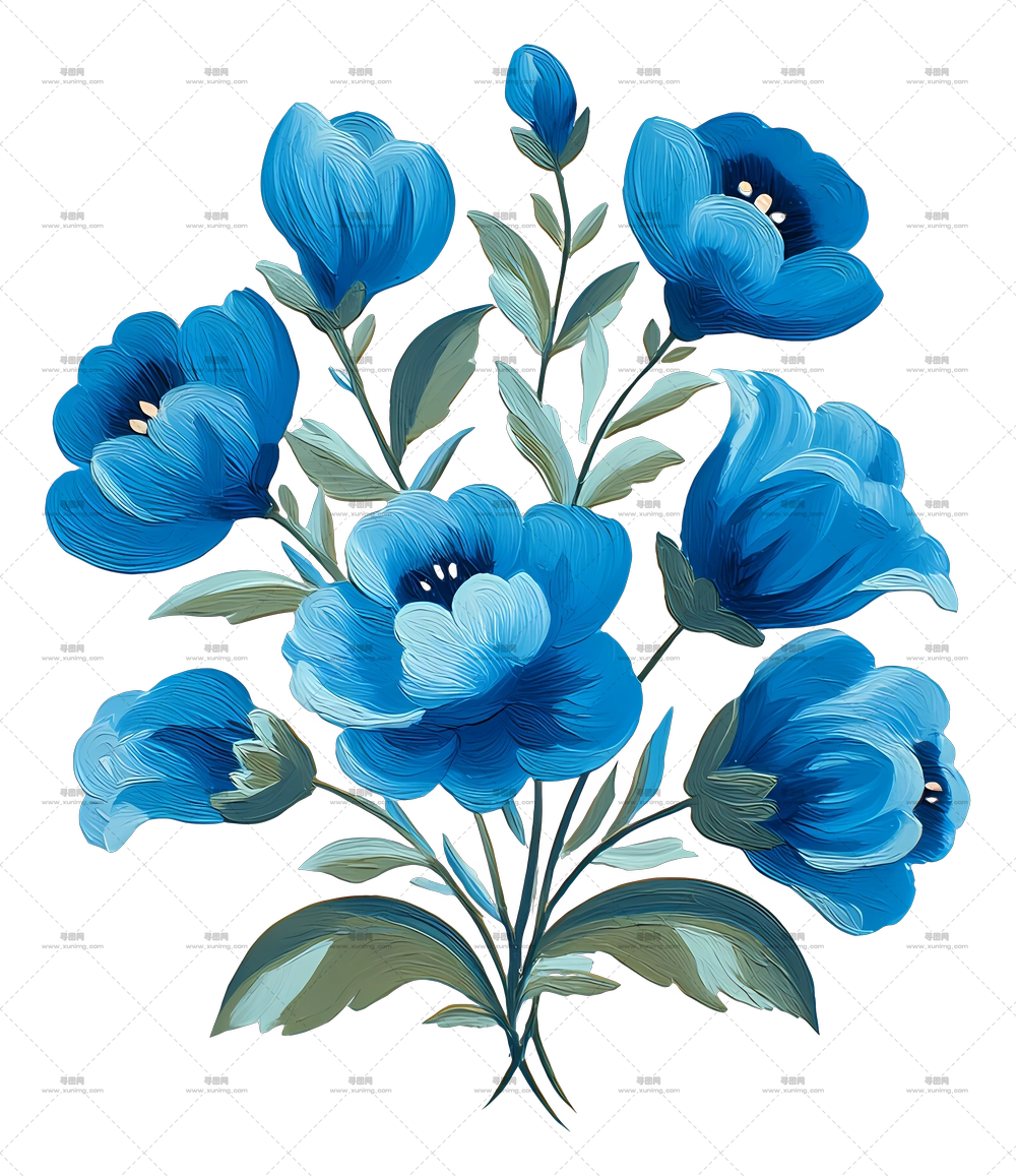 蓝色花束 – 蓝色花卉花束PNG免抠图预览图