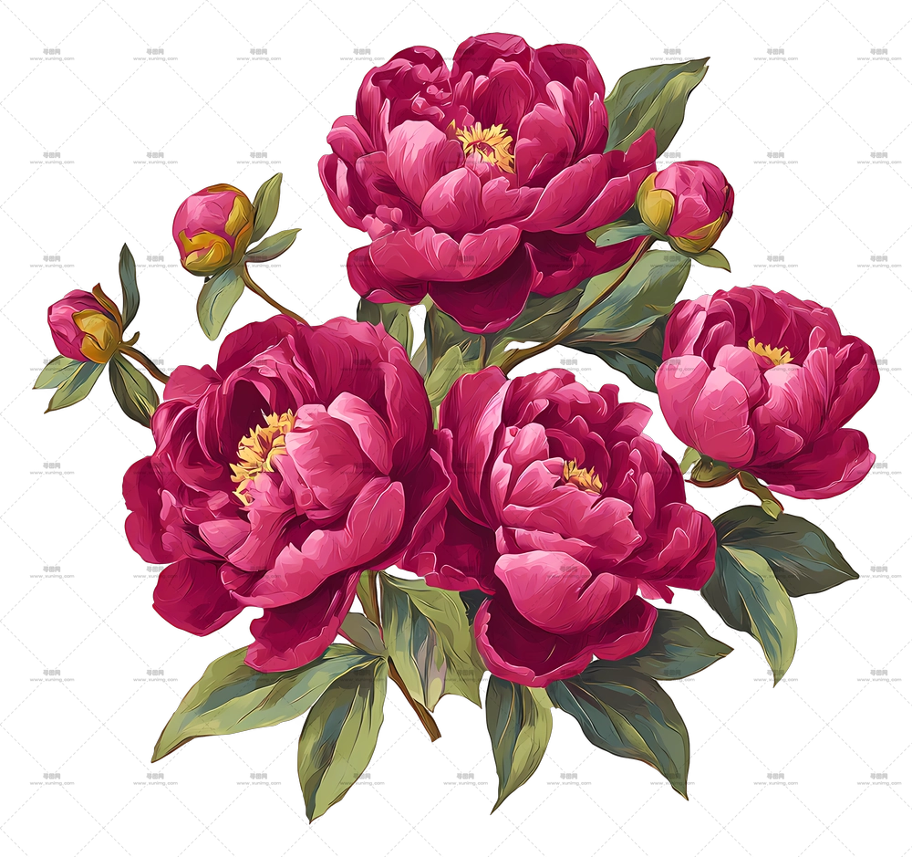 牡丹花束 – 美丽红牡丹花束PNG免抠图预览图