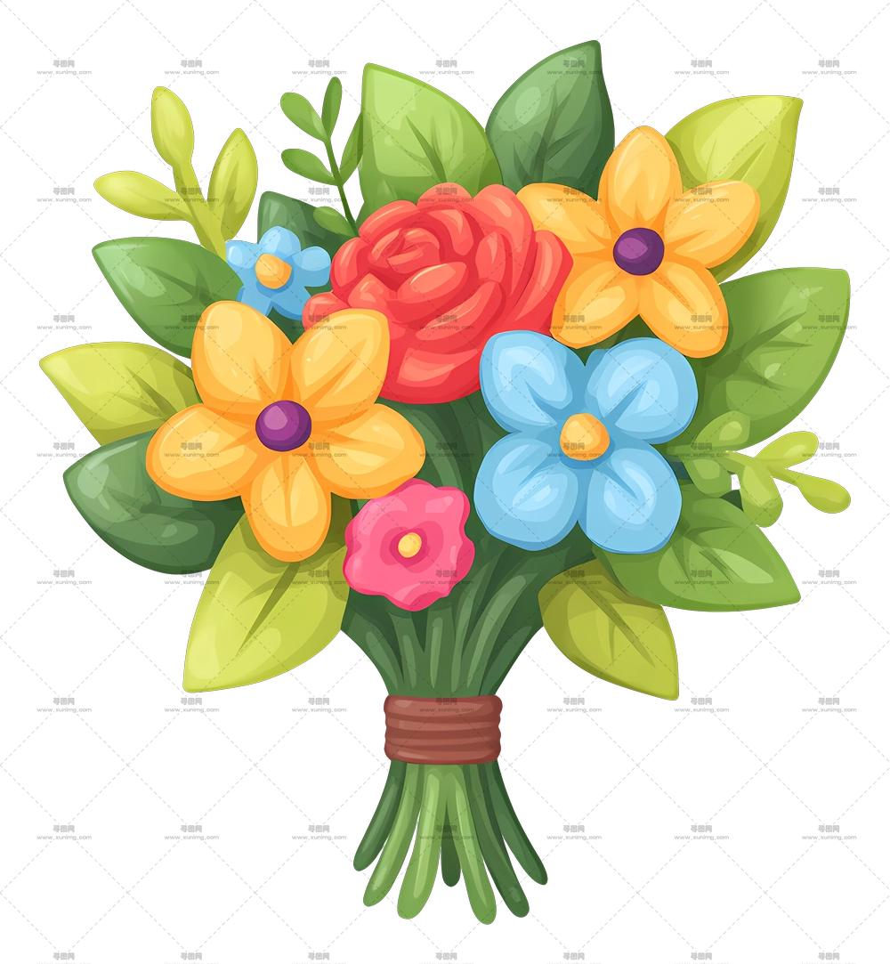 花束图标 – 卡通色彩缤纷的花束PNG免抠图预览图