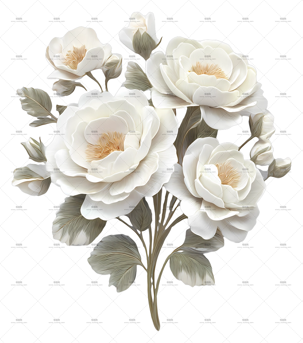 白色花束 – 美丽的白色花朵花束PNG免抠图预览图