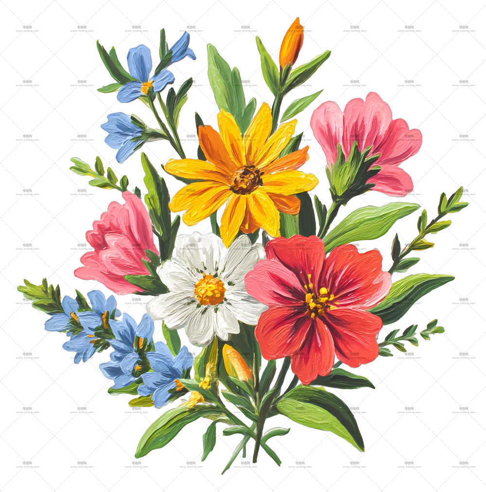 野花束 – 束中的彩色花朵PNG免抠图预览图 野花束 – 束中的彩色花朵PNG免抠图预览图