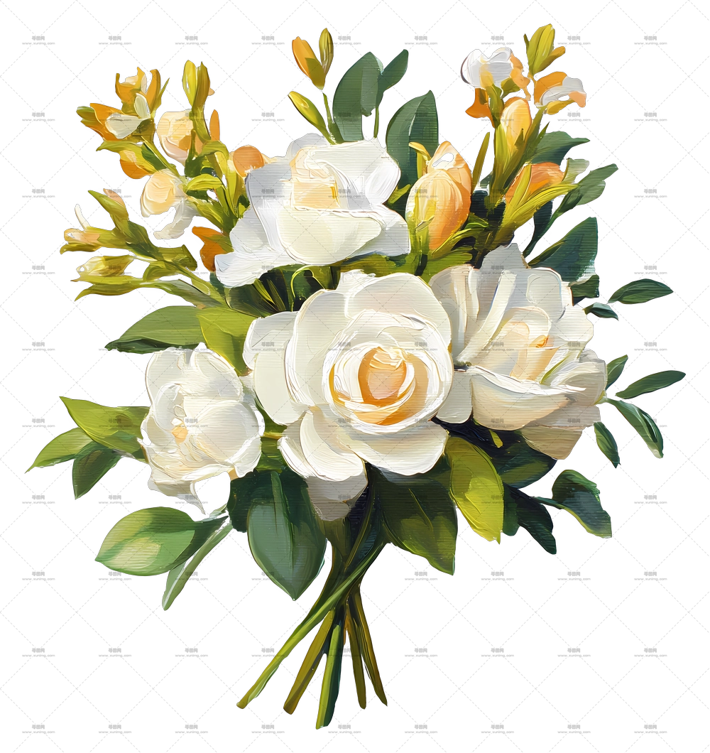 白花束 – 白色花朵花束PNG免抠图预览图