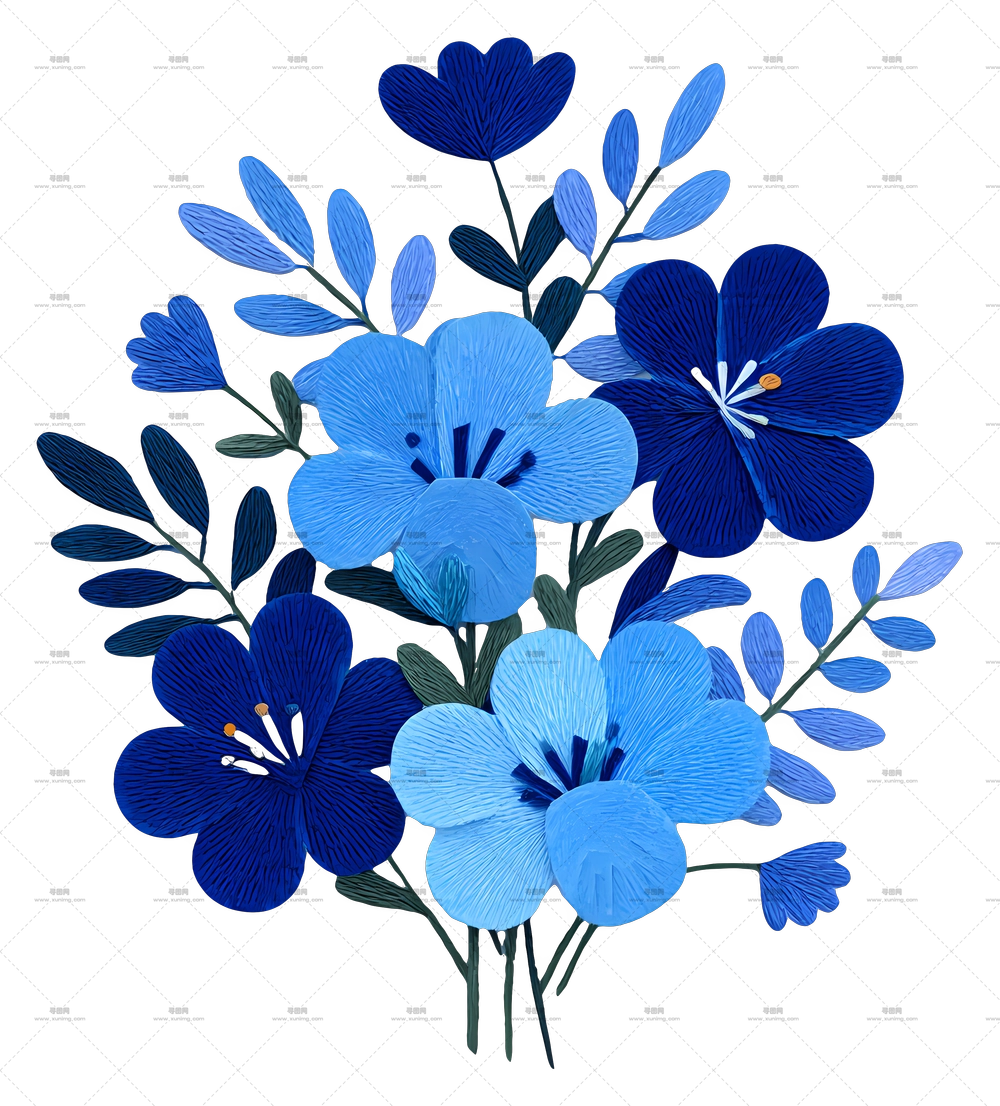 蓝色花束 – 精美的蓝色花卉花束PNG免抠图预览图