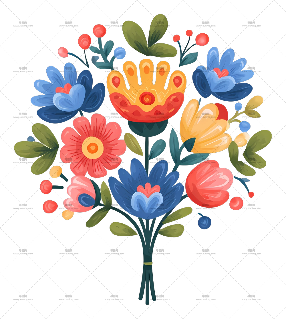 花束图标 – 多彩花朵花束PNG免抠图预览图
