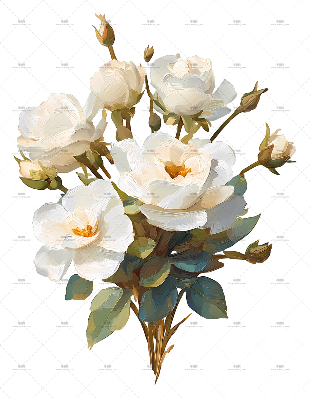 白花束 – 美丽白色玫瑰花束PNG免抠图预览图