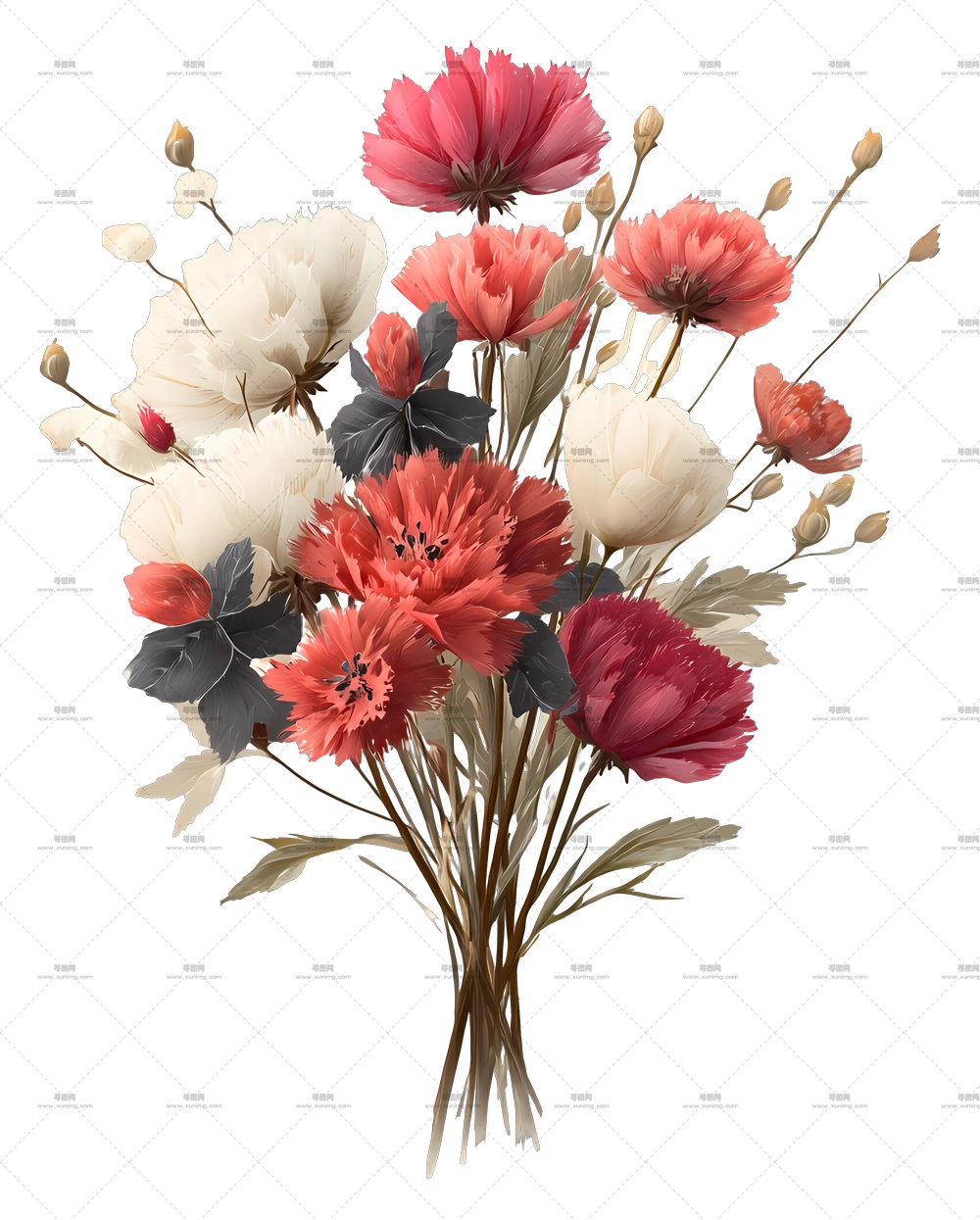真花束 – 多彩花卉花束PNG免抠图预览图