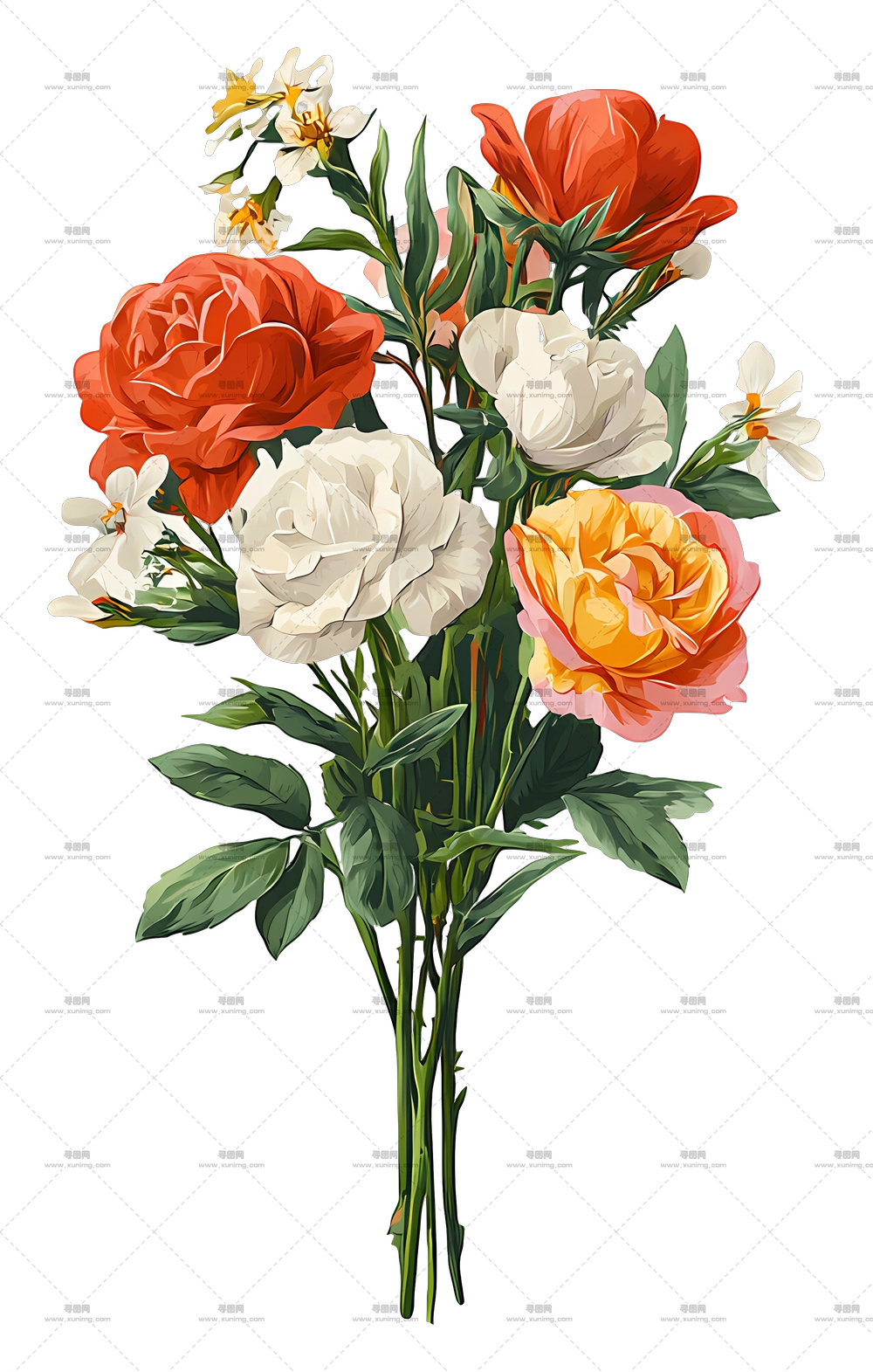 真花束 – 多彩花卉花束PNG免抠图预览图