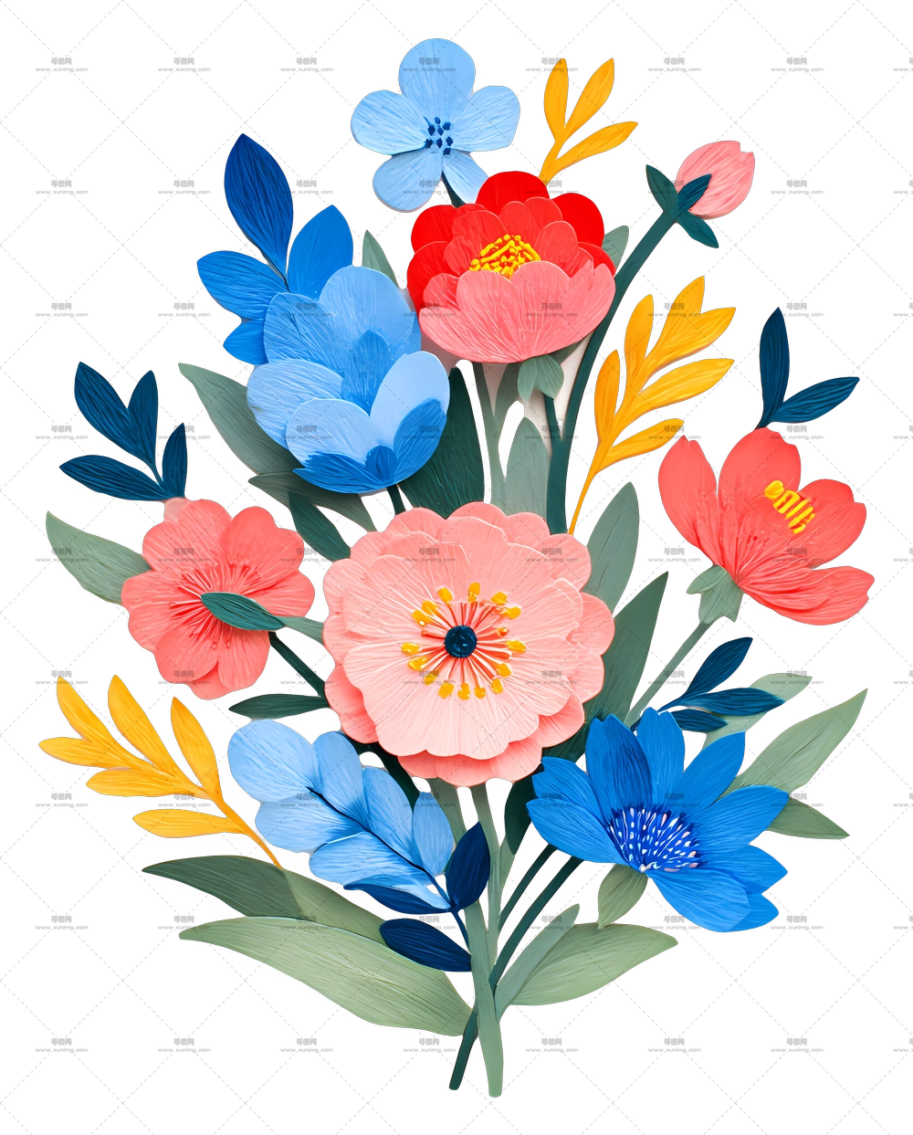 水彩花束 – 色彩鲜艳的花束PNG免抠图预览图