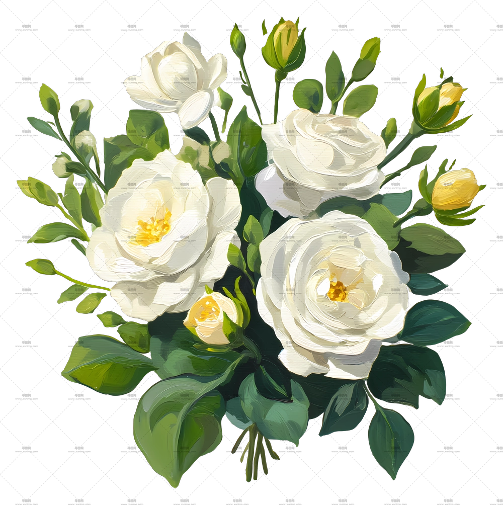 白花束 – 白玫瑰花束PNG免抠图预览图