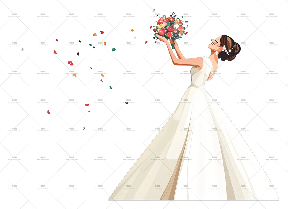 花束抛洒 – 抱花束的新娘PNG免抠图预览图 花束抛洒 – 抱花束的新娘PNG免抠图预览图