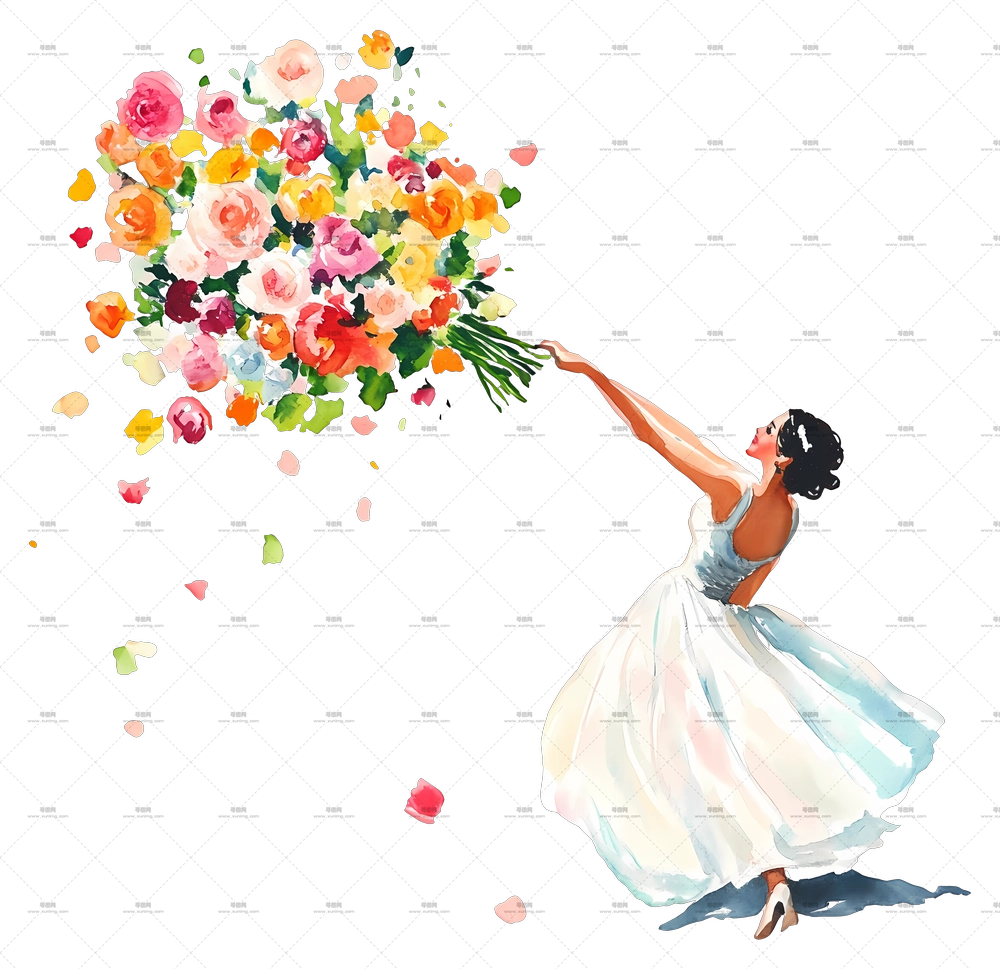 花束抛洒 – 花束舞者插画PNG免抠图预览图