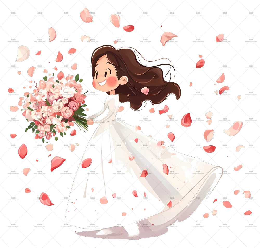 抛花束 – 新娘被花瓣环绕PNG免抠图预览图
