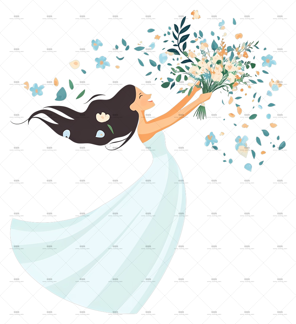 花束抛洒 – 带花束的礼服PNG免抠图预览图