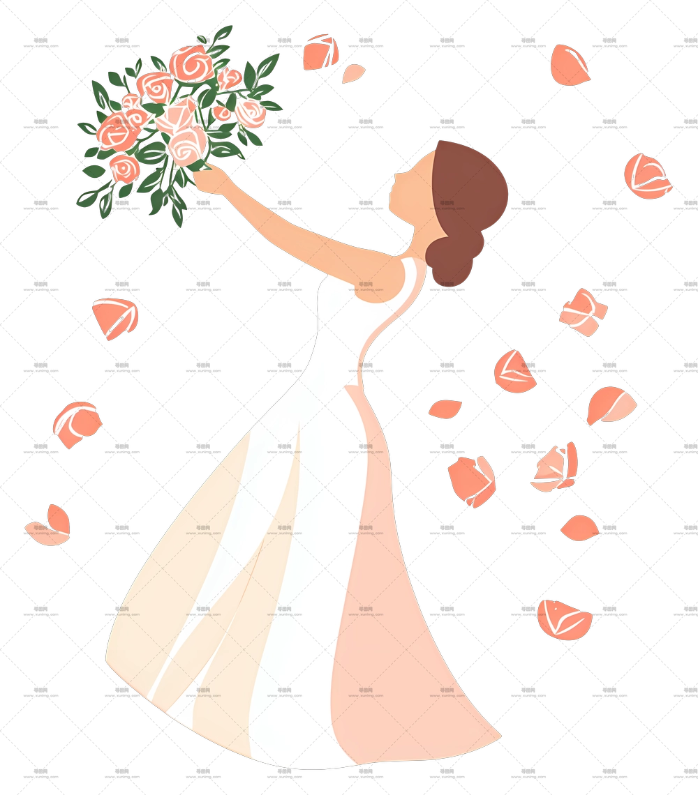 抛花仪式 – 新娘手持花束PNG免抠图预览图