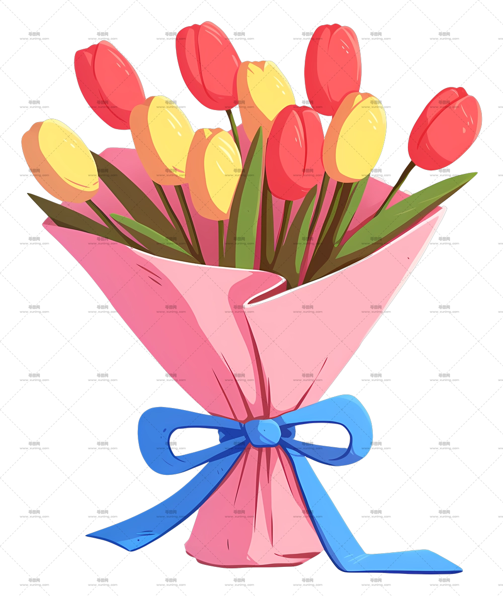 郁金香花束 – 色彩鲜艳的郁金香花束PNG免抠图预览图