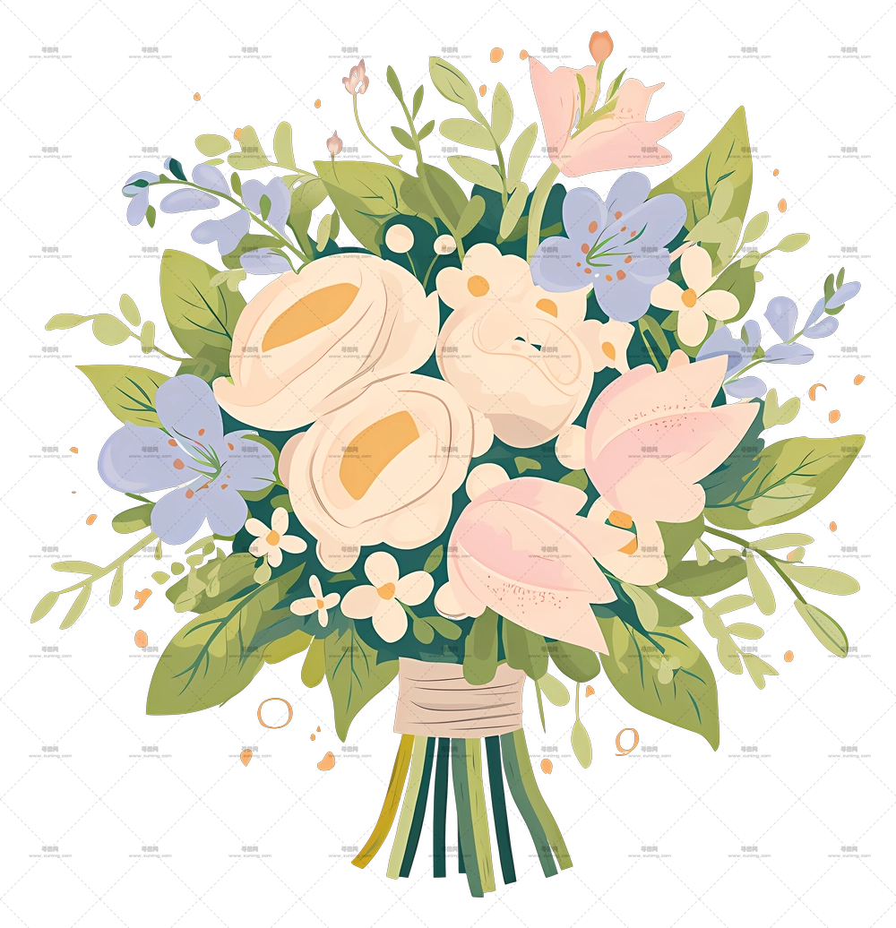 婚礼捧花 – 精美花束插画PNG免抠图预览图