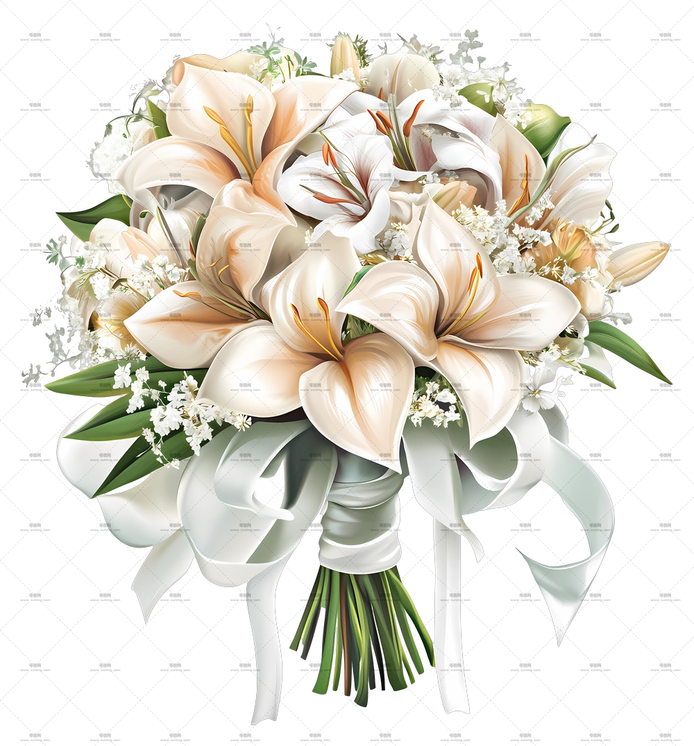新娘花束 – 百合花束插画PNG免抠图预览图