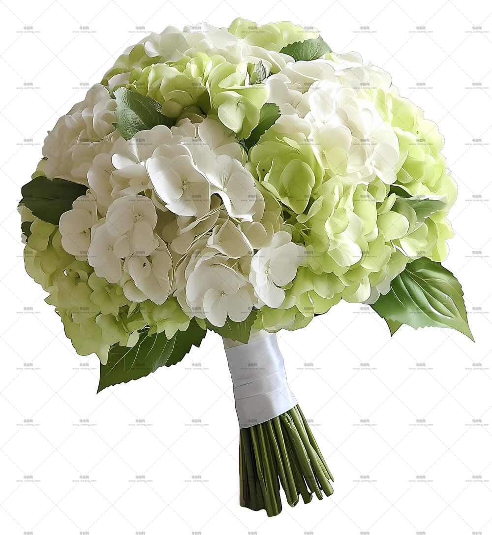 新娘花束 – 绿白绣球花束PNG免抠图预览图