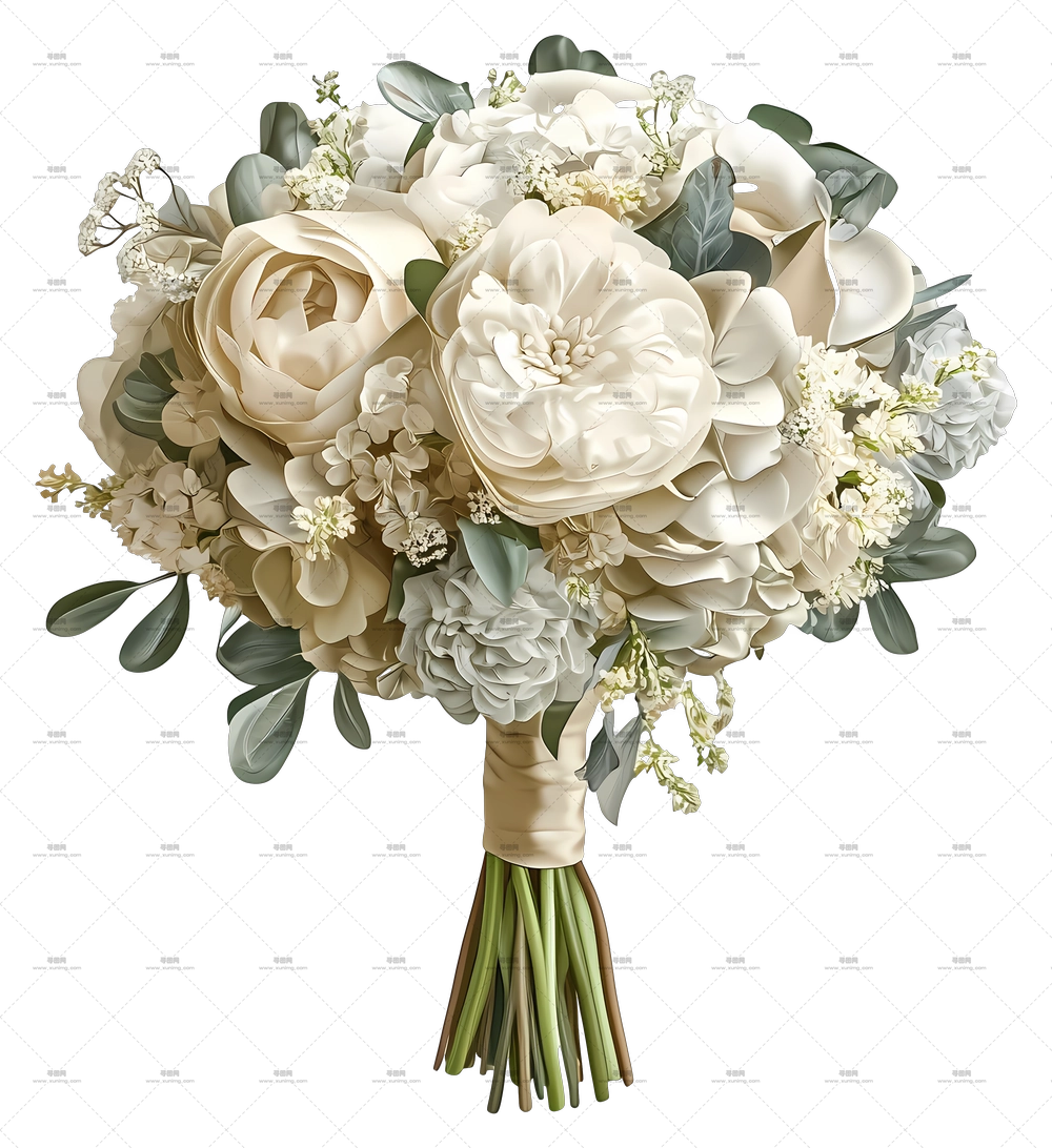 新娘花束 – 优雅白色花束PNG免抠图预览图