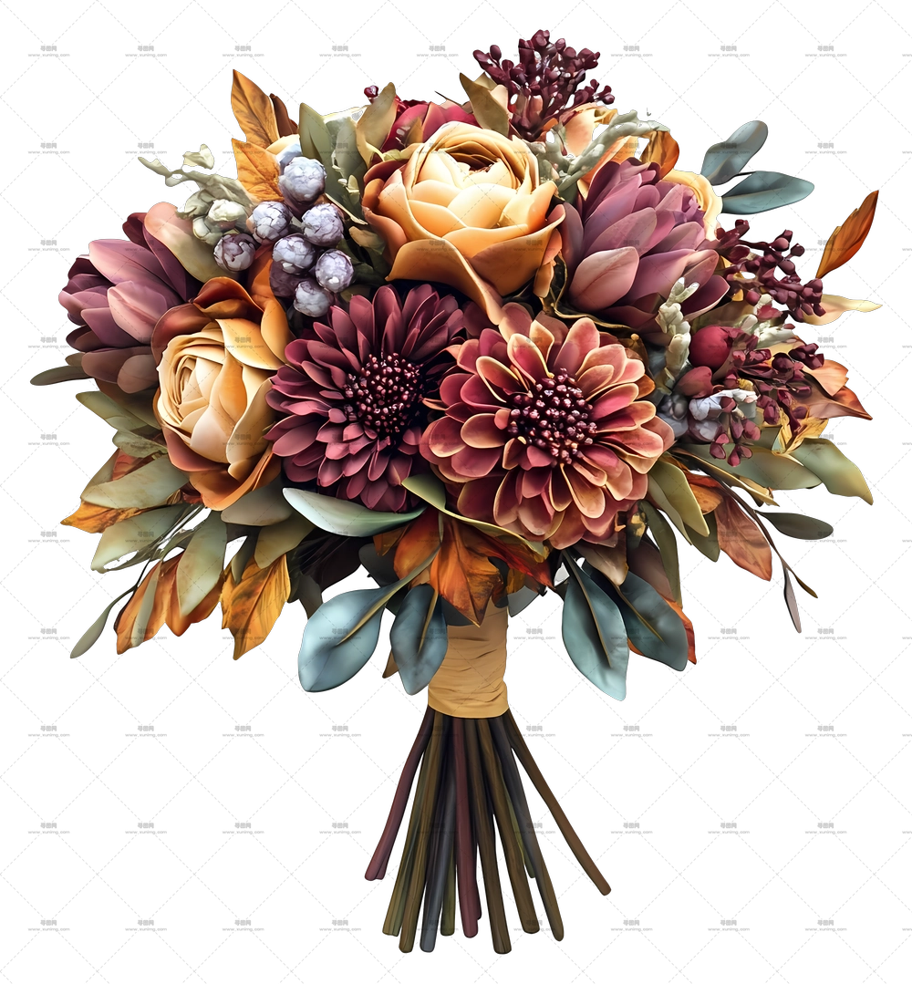 新娘花束 – 美丽秋季花束PNG免抠图预览图