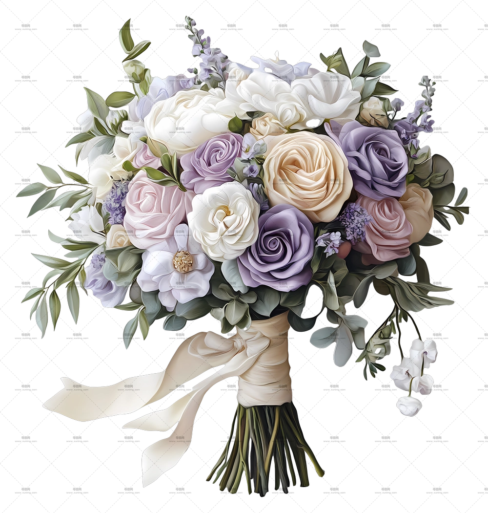 新娘花束 – 优雅淡彩花卉花束PNG免抠图预览图