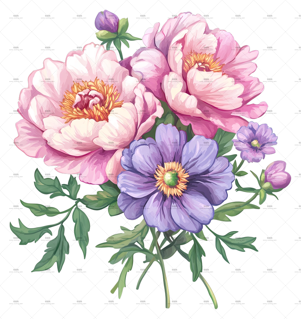 粉色花束 – 精美的粉紫色花束PNG免抠图预览图