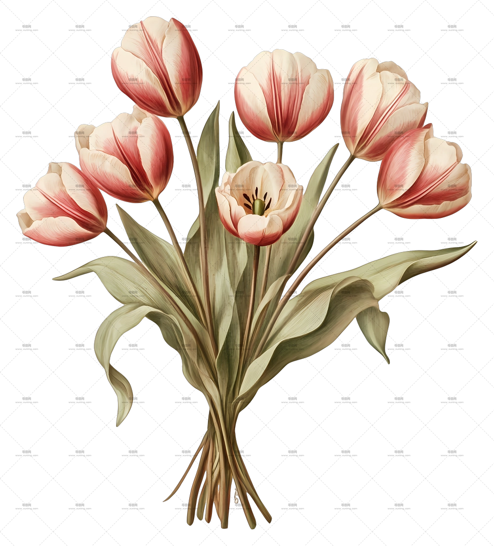 郁金香花束 – 盛开的美丽红色郁金香PNG免抠图预览图