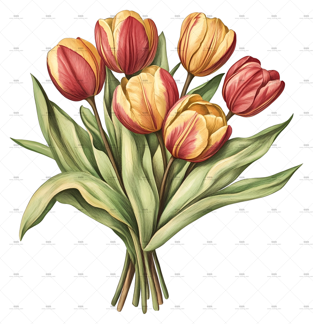 郁金香花束 – 美丽的橙色郁金香PNG免抠图预览图