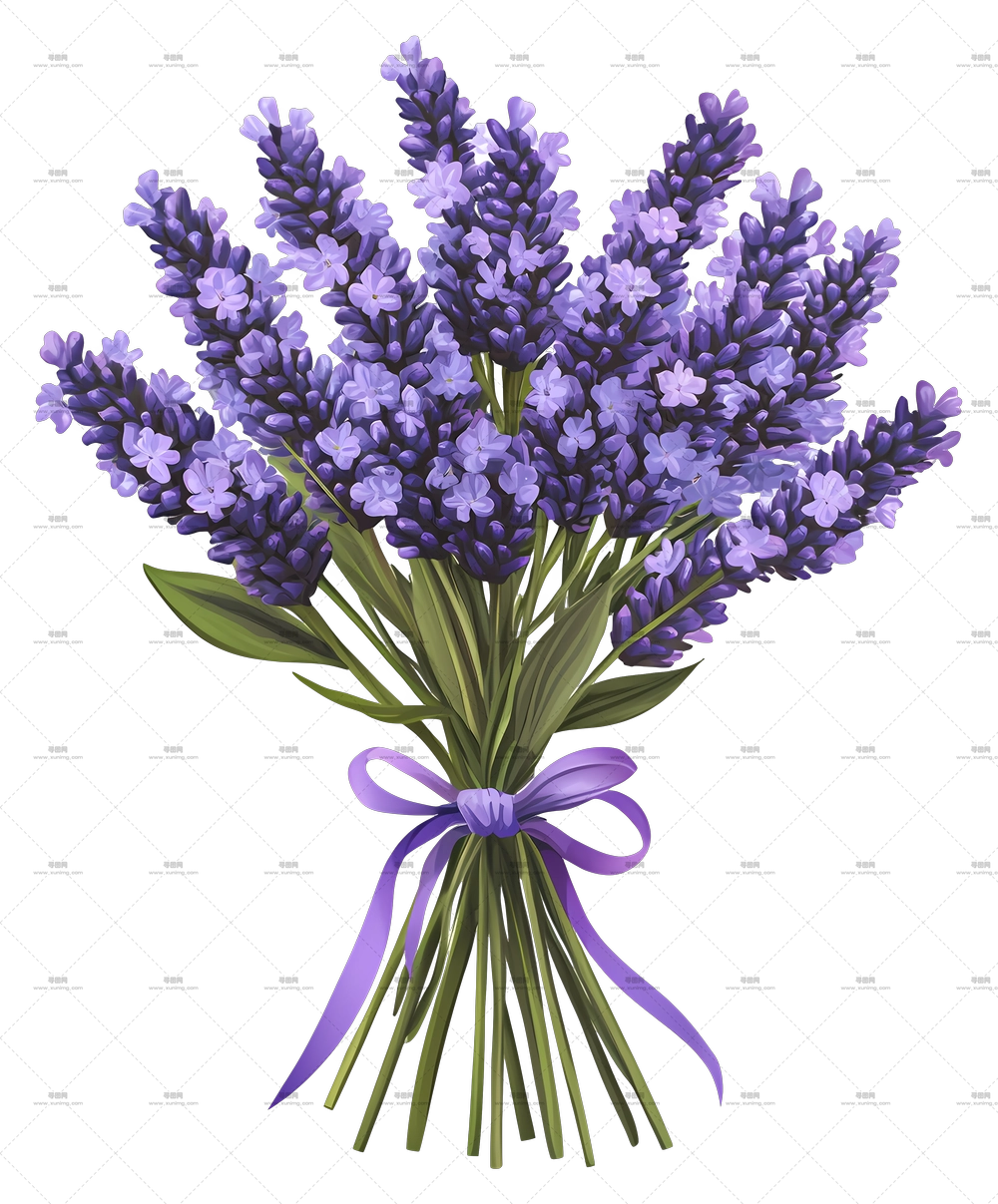 薰衣草花束 – 紫色薰衣草花束插画PNG免抠图预览图