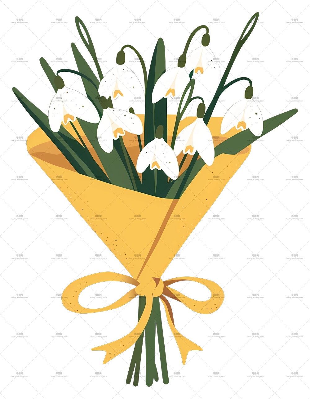 雪滴花花束 – 简约白色雪滴花束PNG免抠图预览图