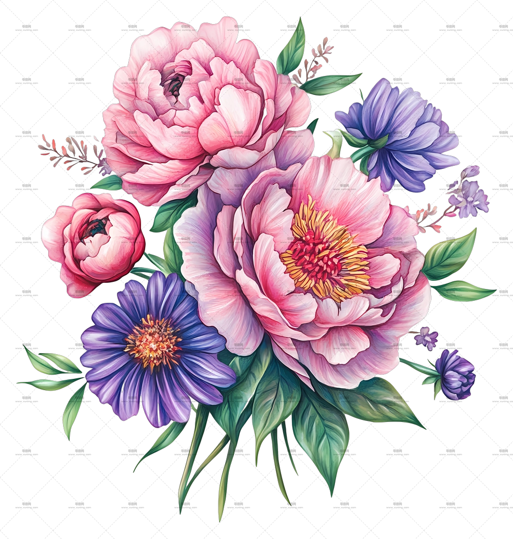 粉色花束 – 美丽的花束，色彩鲜艳PNG免抠图预览图