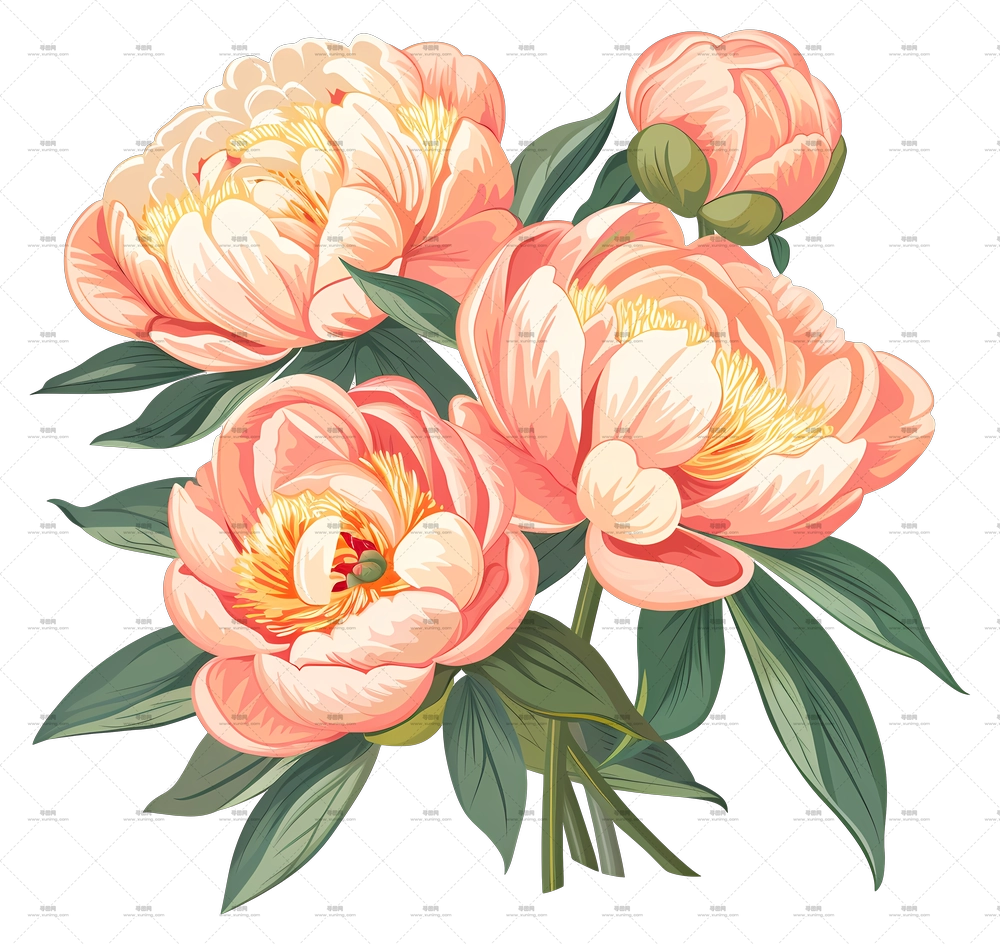 牡丹花束 – 优雅的粉色牡丹花束PNG免抠图预览图