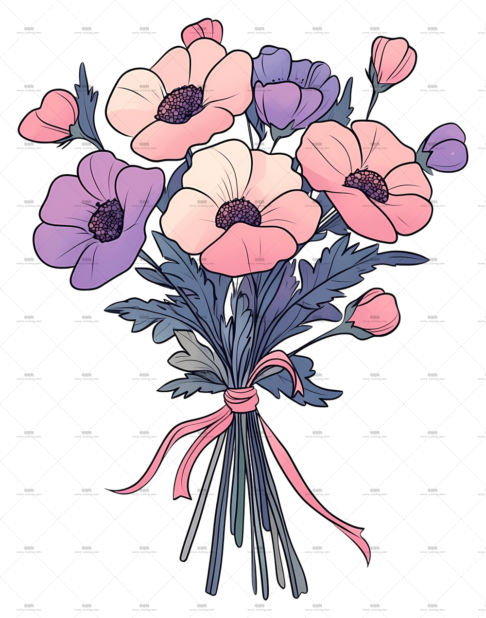 粉色花束 – 多彩花朵花束PNG免抠图预览图