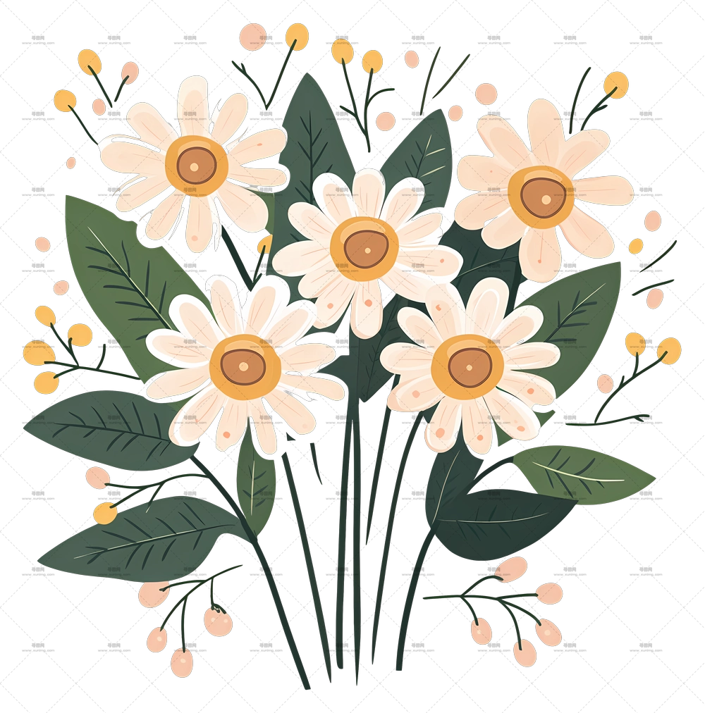雏菊花束 – 美丽雏菊花束插画PNG免抠图预览图