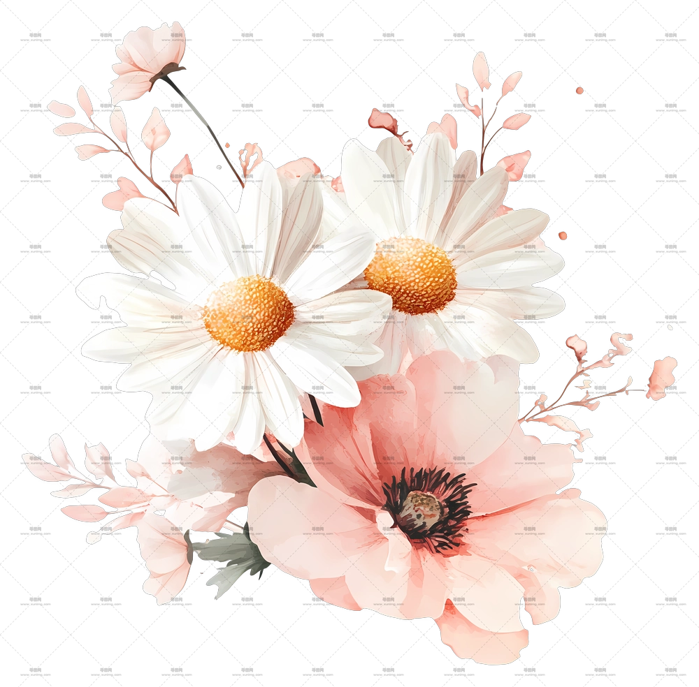 粉色花束 – 精美的花卉布置PNG免抠图预览图