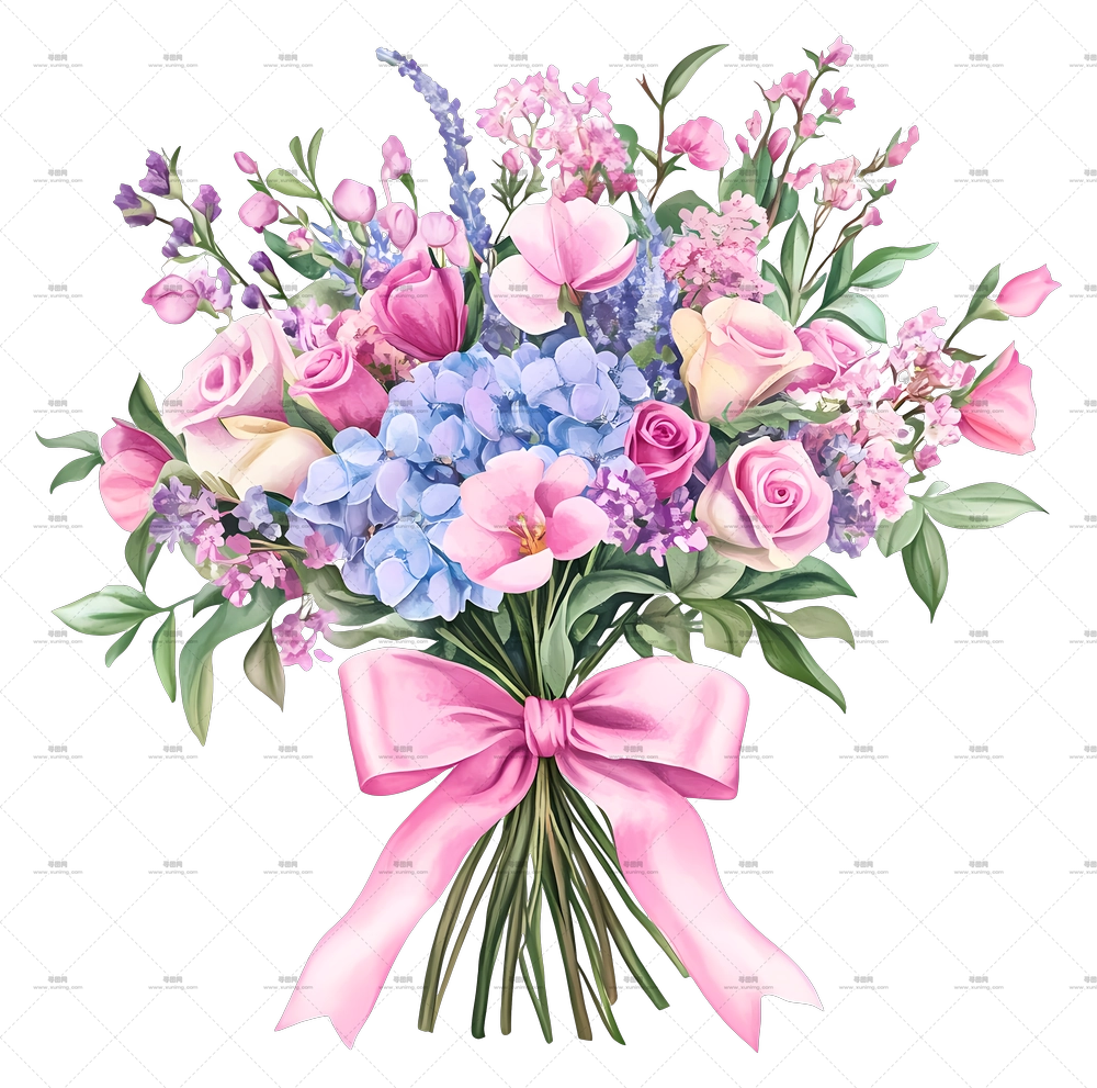 粉色花束 – 精美粉色丝带装饰的花束PNG免抠图预览图 粉色花束 – 精美粉色丝带装饰的花束PNG免抠图预览图