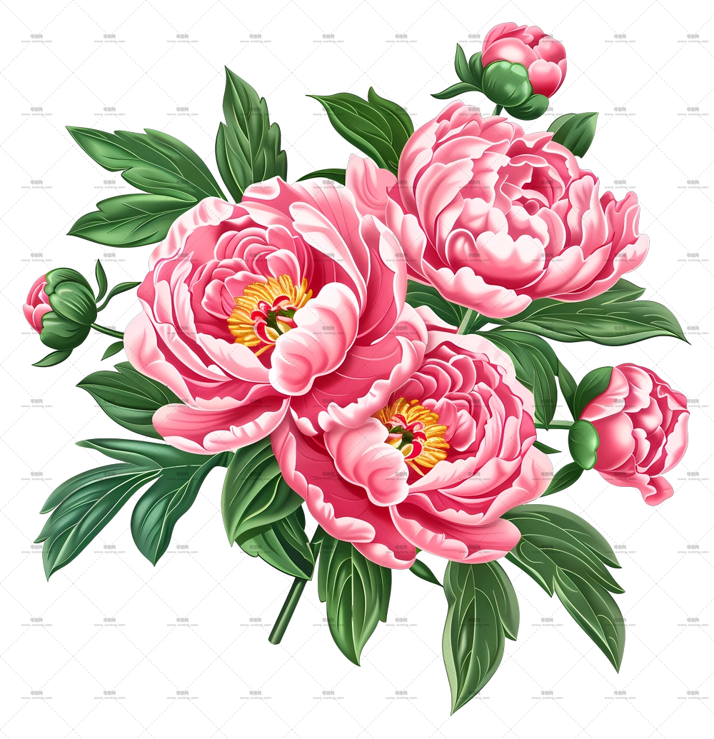 牡丹花束 – 粉色牡丹花艺PNG免抠图预览图