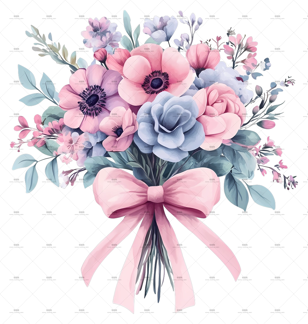 粉色花束 – 精美的粉色蝴蝶结花卉束PNG免抠图预览图 粉色花束 – 精美的粉色蝴蝶结花卉束PNG免抠图预览图