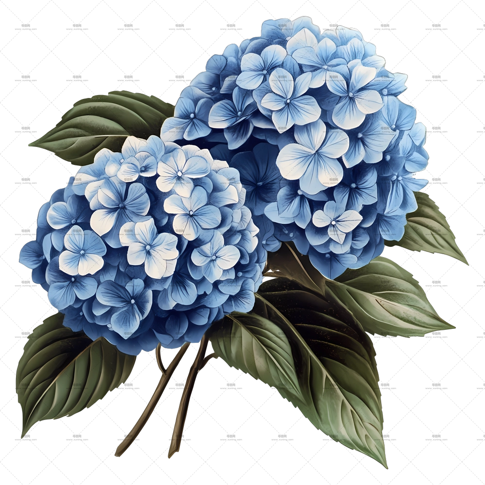 绣球花束 – 一束蓝色绣球花PNG免抠图预览图