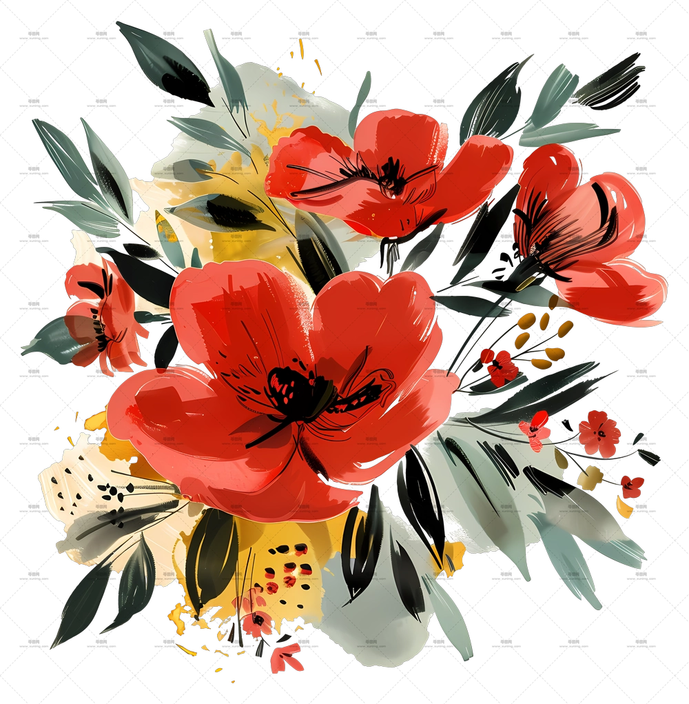 美丽的红花束PNG免抠图预览图