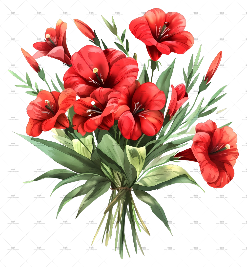 美丽的红色花束PNG免抠图预览图