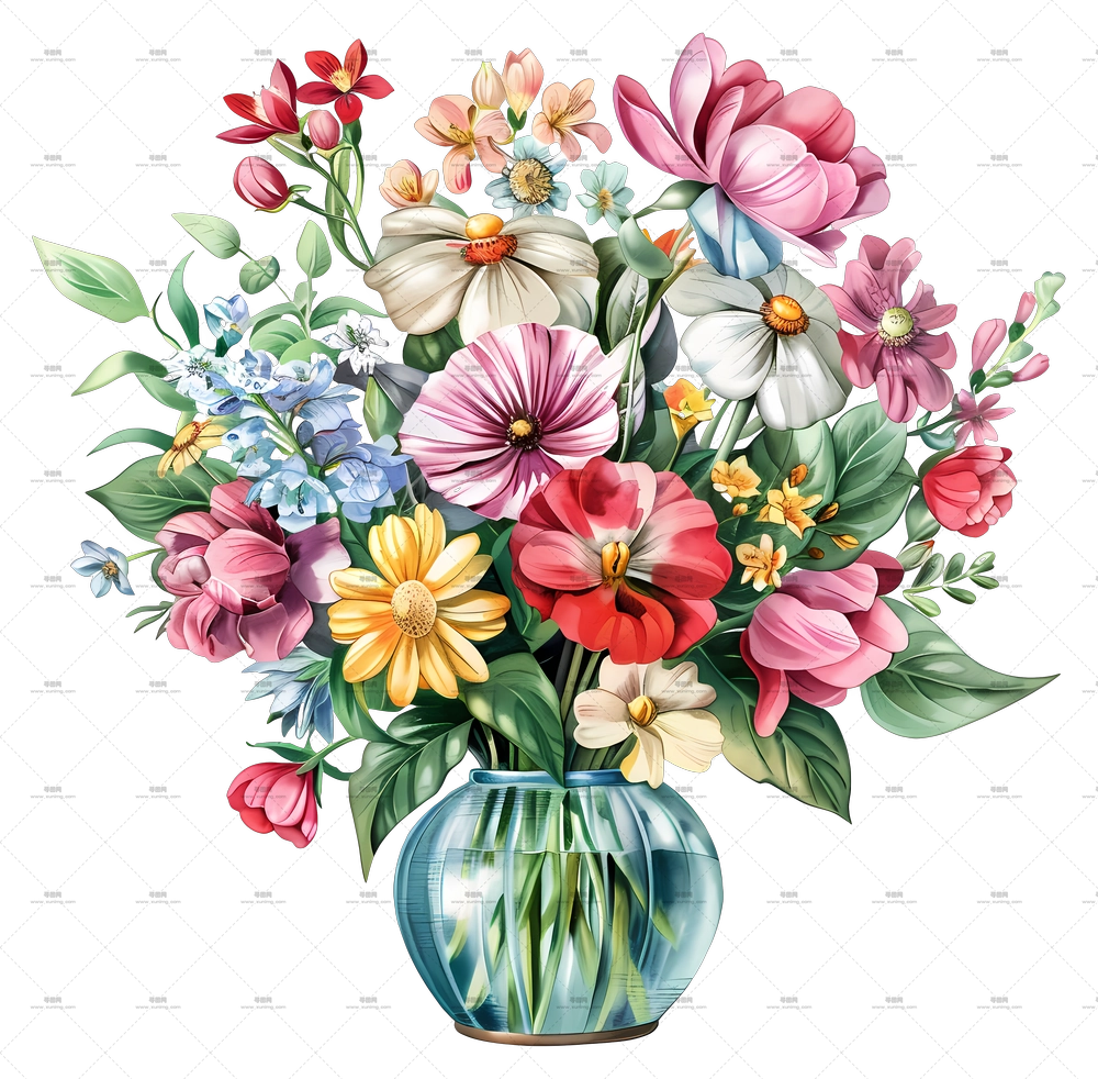 美丽的花束在花瓶中PNG免抠图预览图 美丽的花束在花瓶中PNG免抠图预览图