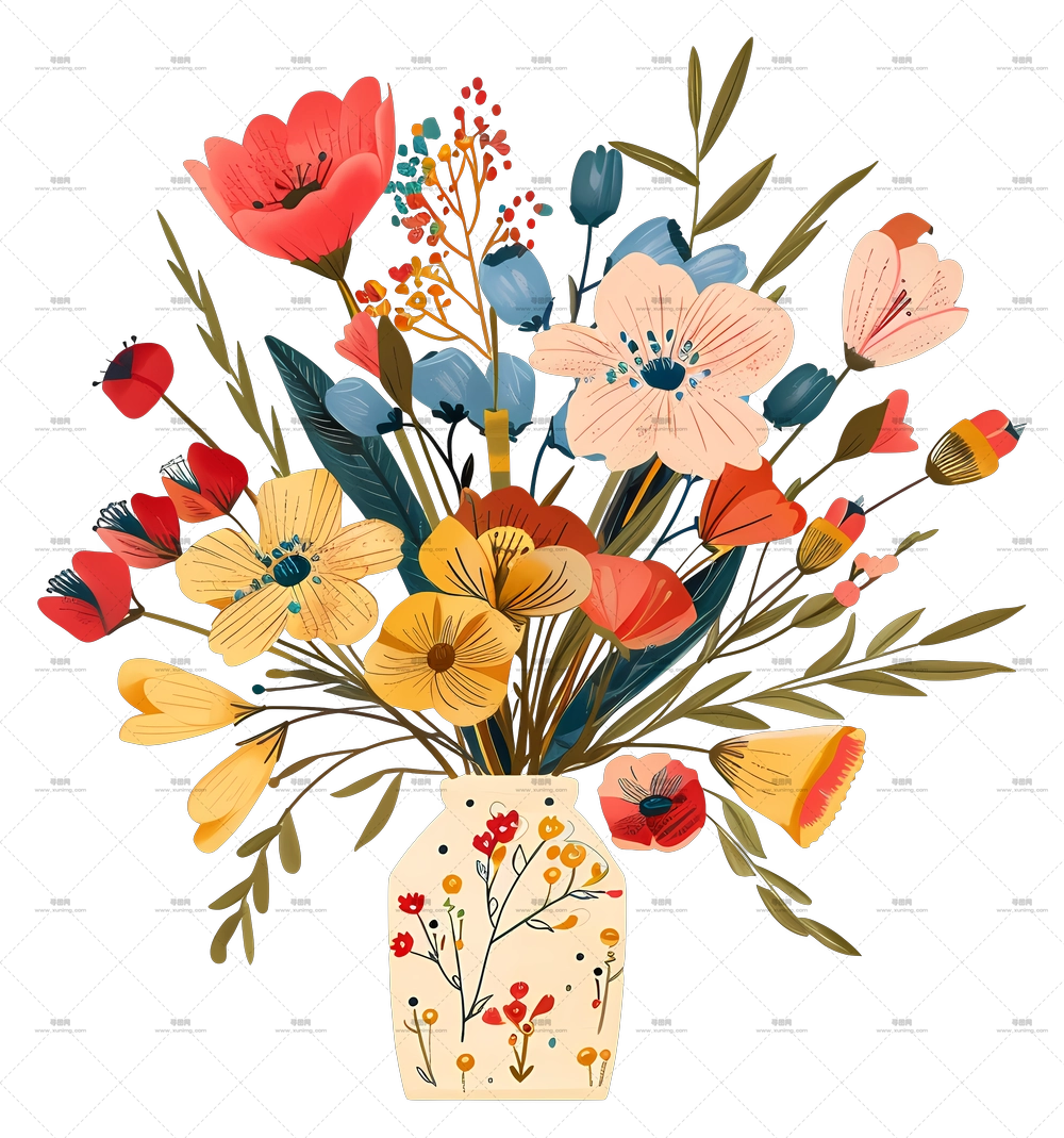 精致花瓶配鲜花束PNG免抠图预览图