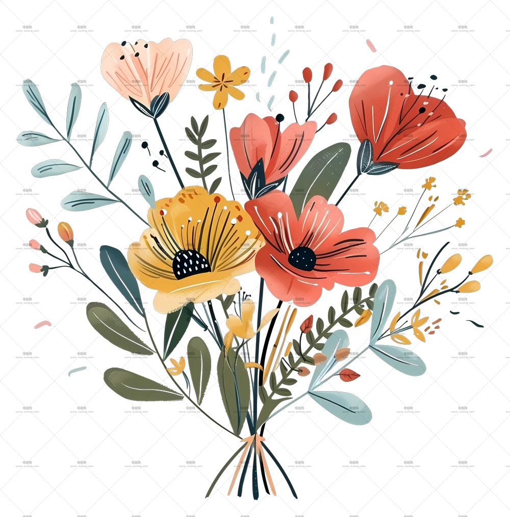 多色花卉花束摆设PNG免抠图预览图