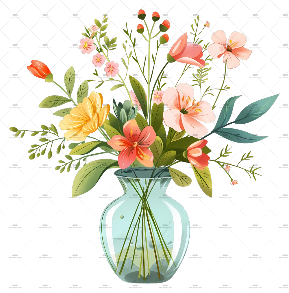 玻璃瓶中的彩色花束PNG免抠图预览图 玻璃瓶中的彩色花束PNG免抠图预览图