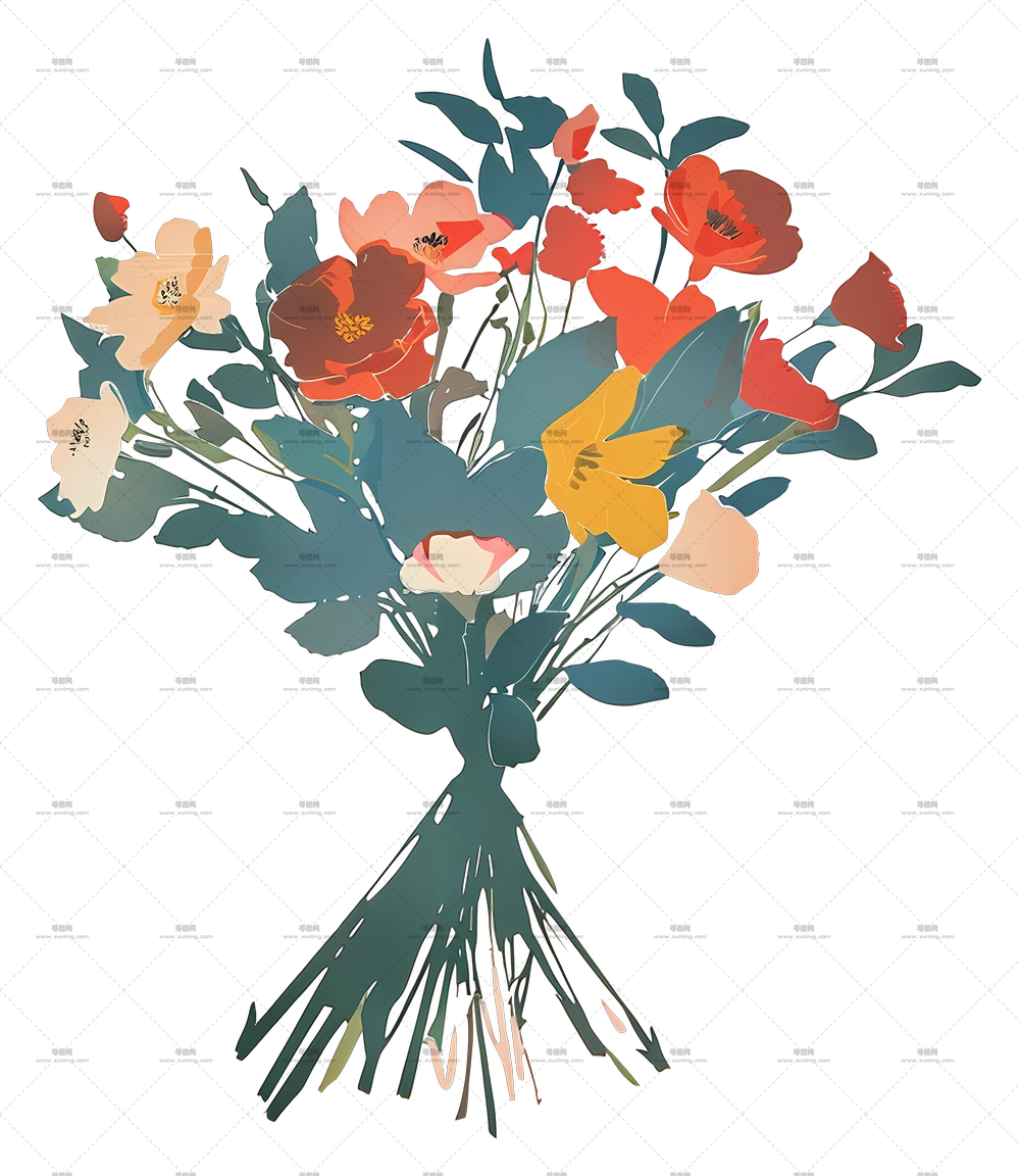 多彩花卉束PNG免抠图预览图 多彩花卉束PNG免抠图预览图