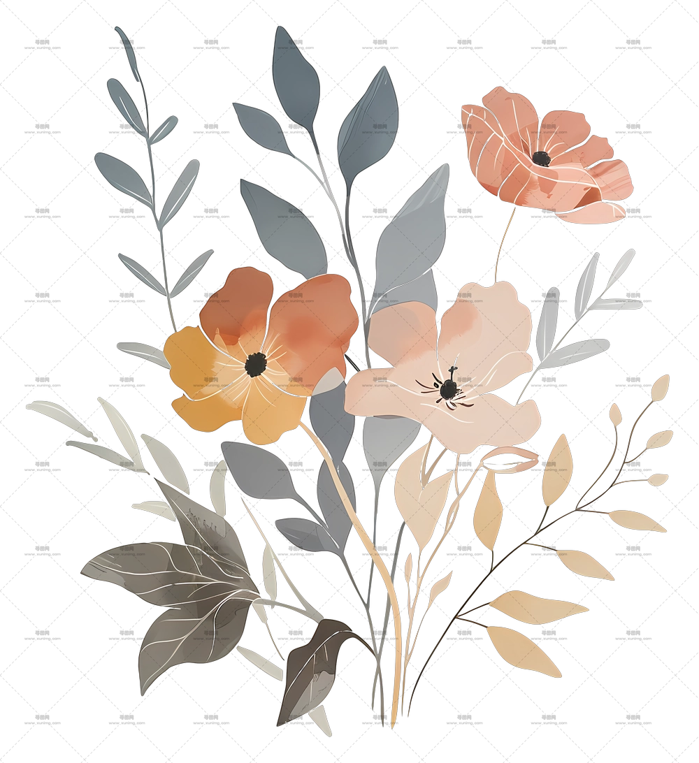 精美的艺术花朵插画PNG免抠图预览图